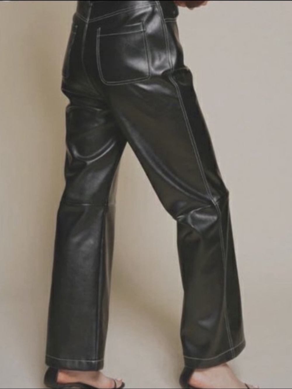 NWT Beige Botany Vegan Leather Flare Pant